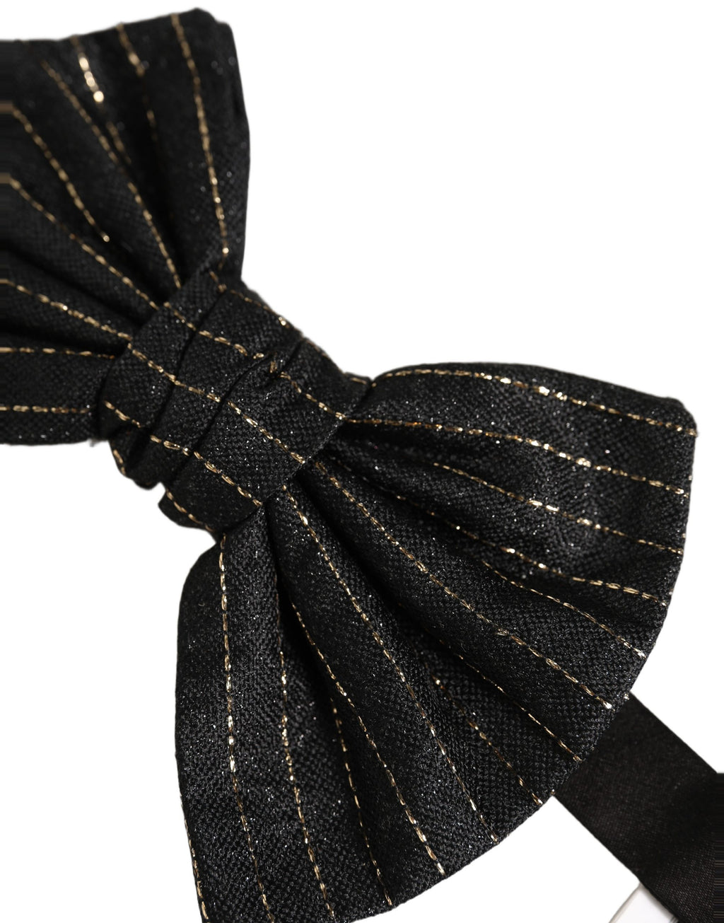 Dolce & Gabbana Men Dark Gray Pinstripe Silk Adjustable Neck Papillon Bow Tie