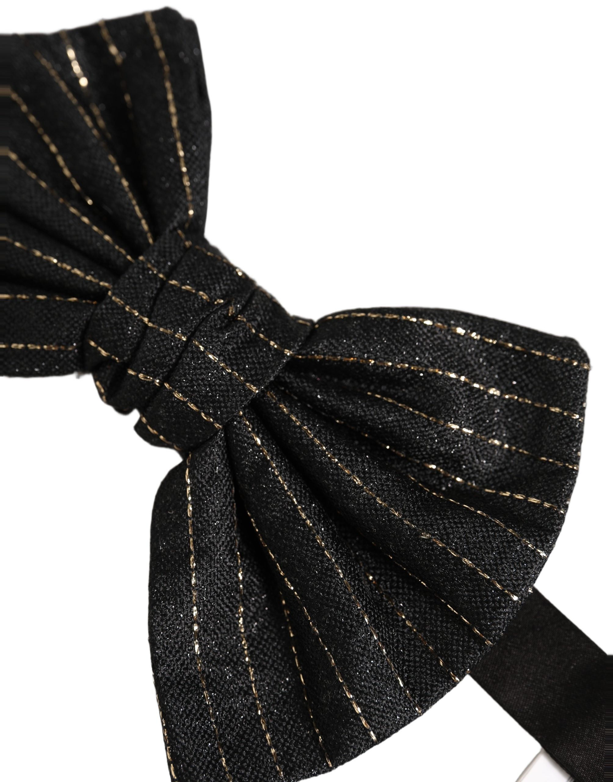 Dolce & Gabbana Men Dark Gray Pinstripe Silk Adjustable Neck Papillon Bow Tie