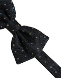Dolce & Gabbana Men Dark Gray Polka Dot Silk Adjustable Neck Papillon Bow Tie