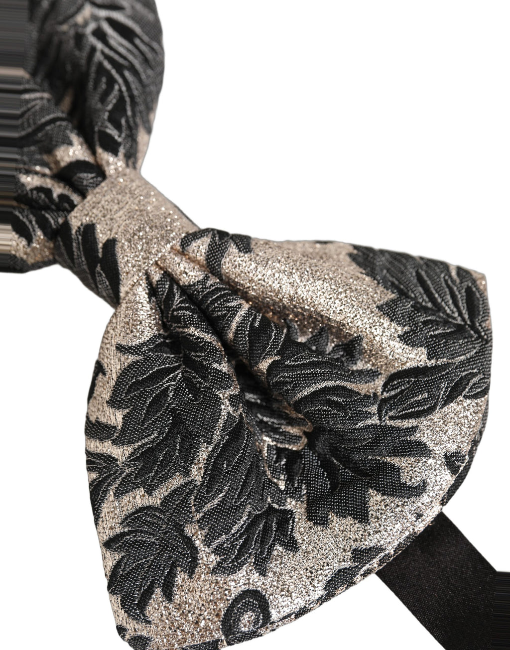 Dolce & Gabbana Men Dark Gray Silver Floral Adjustable Neck Papillon Bow Tie