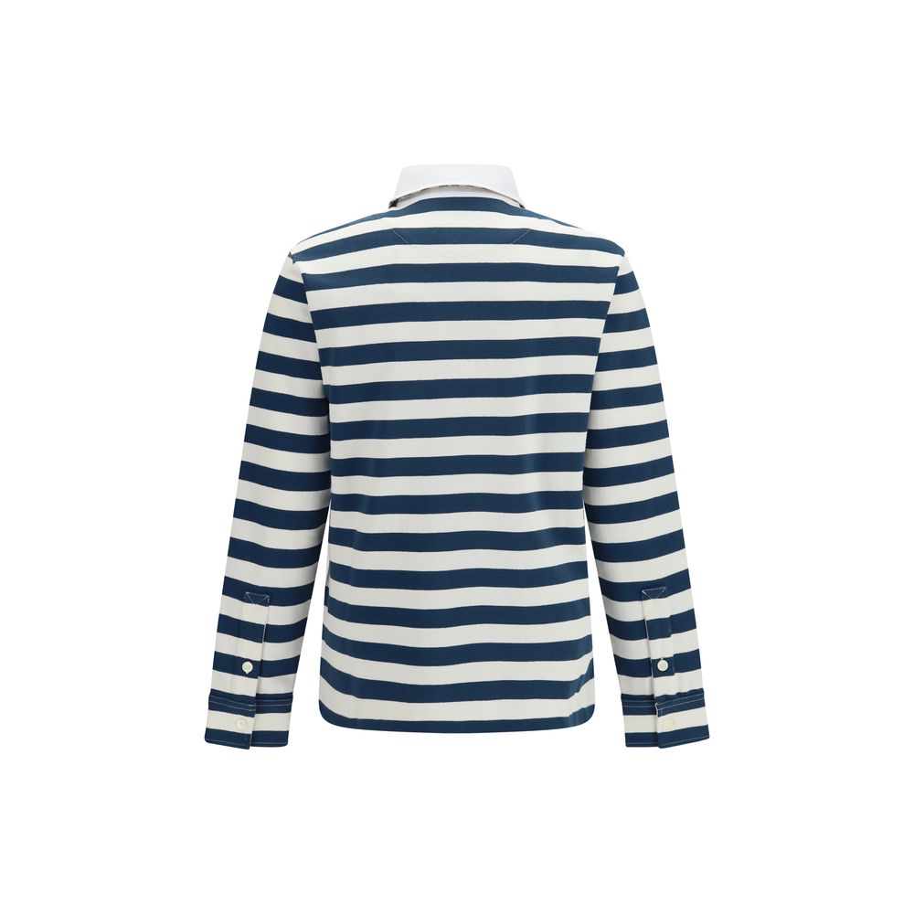 Chemise polo en coton multicolore Burberry avec logo, col classique et manches courtes, vue de face.