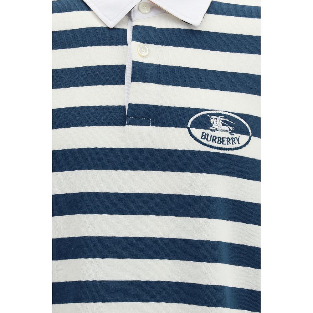 Chemise polo en coton multicolore de Burberry, vue en gros plan avec col et logo visibles.