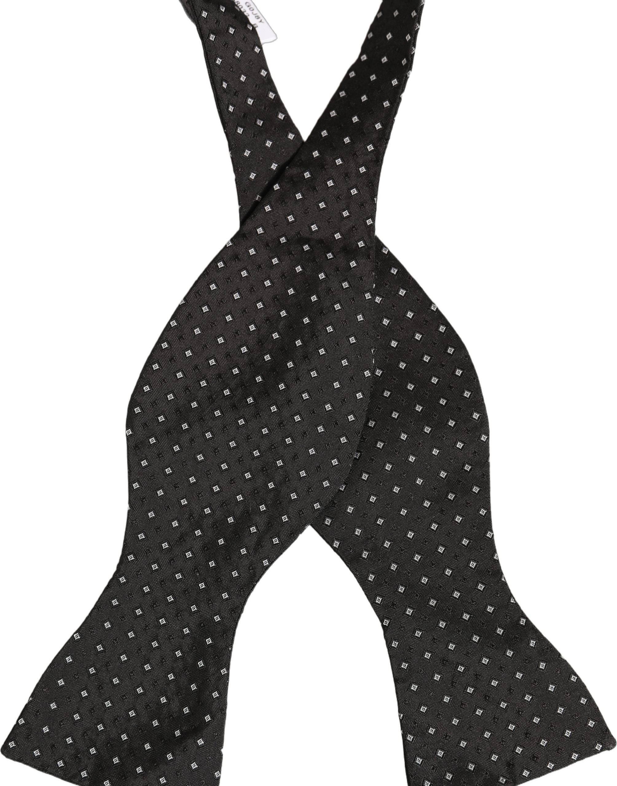 Dolce & Gabbana Dark Gray White Polka Dot Adjustable Neck Papillon Bow Tie