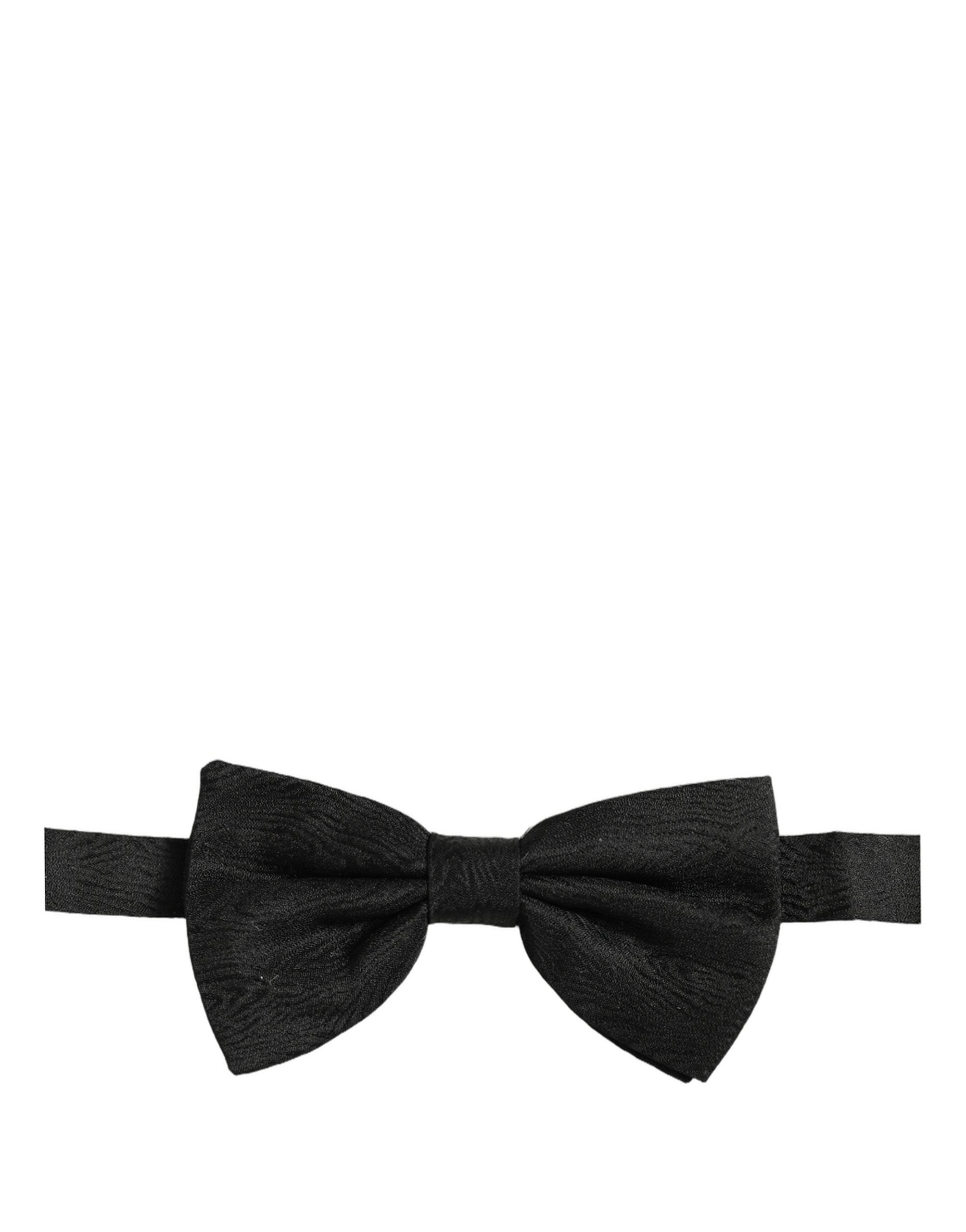 Dolce & Gabbana Men Dark Gray Silk Brocade Adjustable Neck Papillon Bow Tie