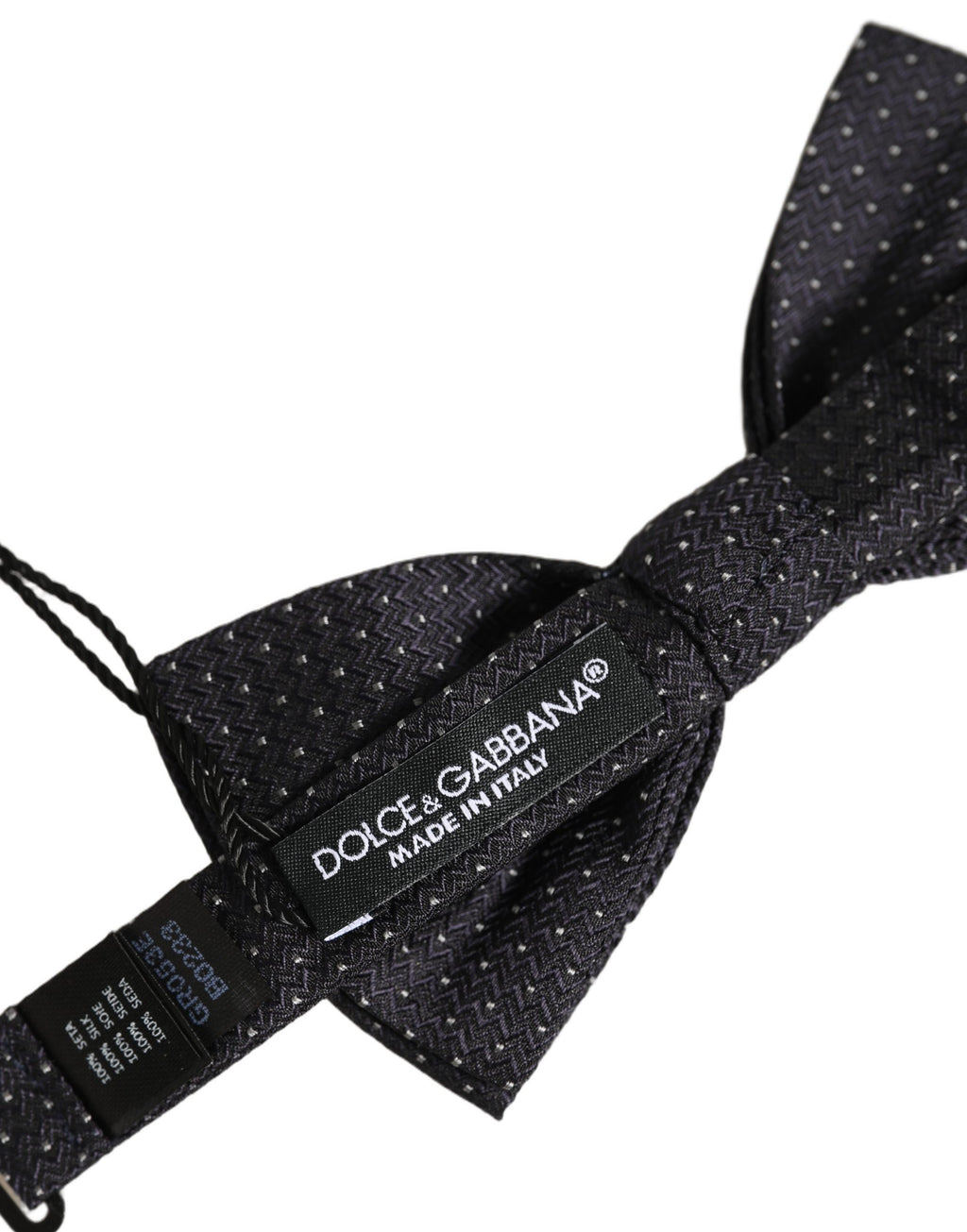 Dolce & Gabbana Dark Blue White Polka Dot Adjustable Neck Papillon Bow Tie
