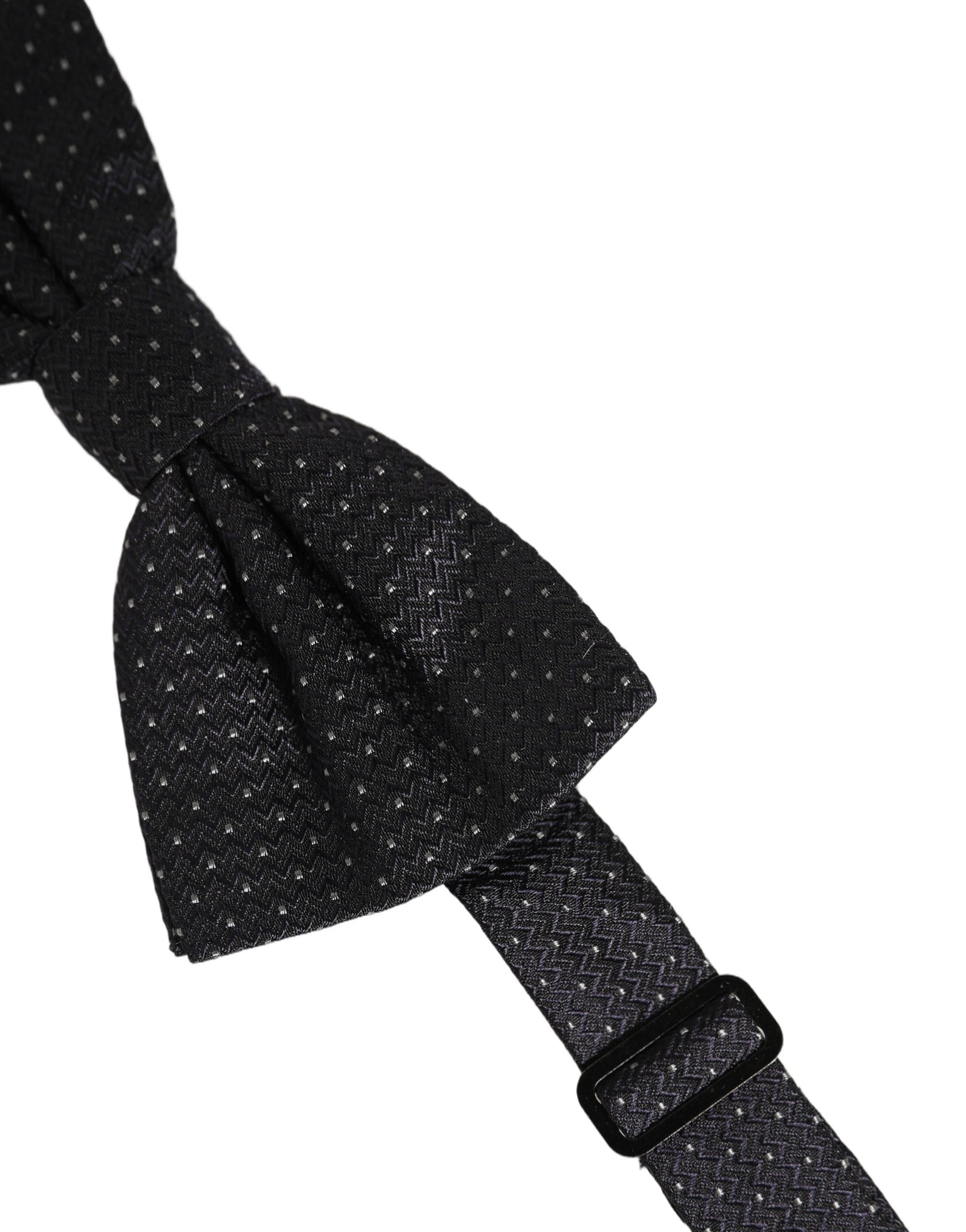 Dolce & Gabbana Dark Blue White Polka Dot Adjustable Neck Papillon Bow Tie