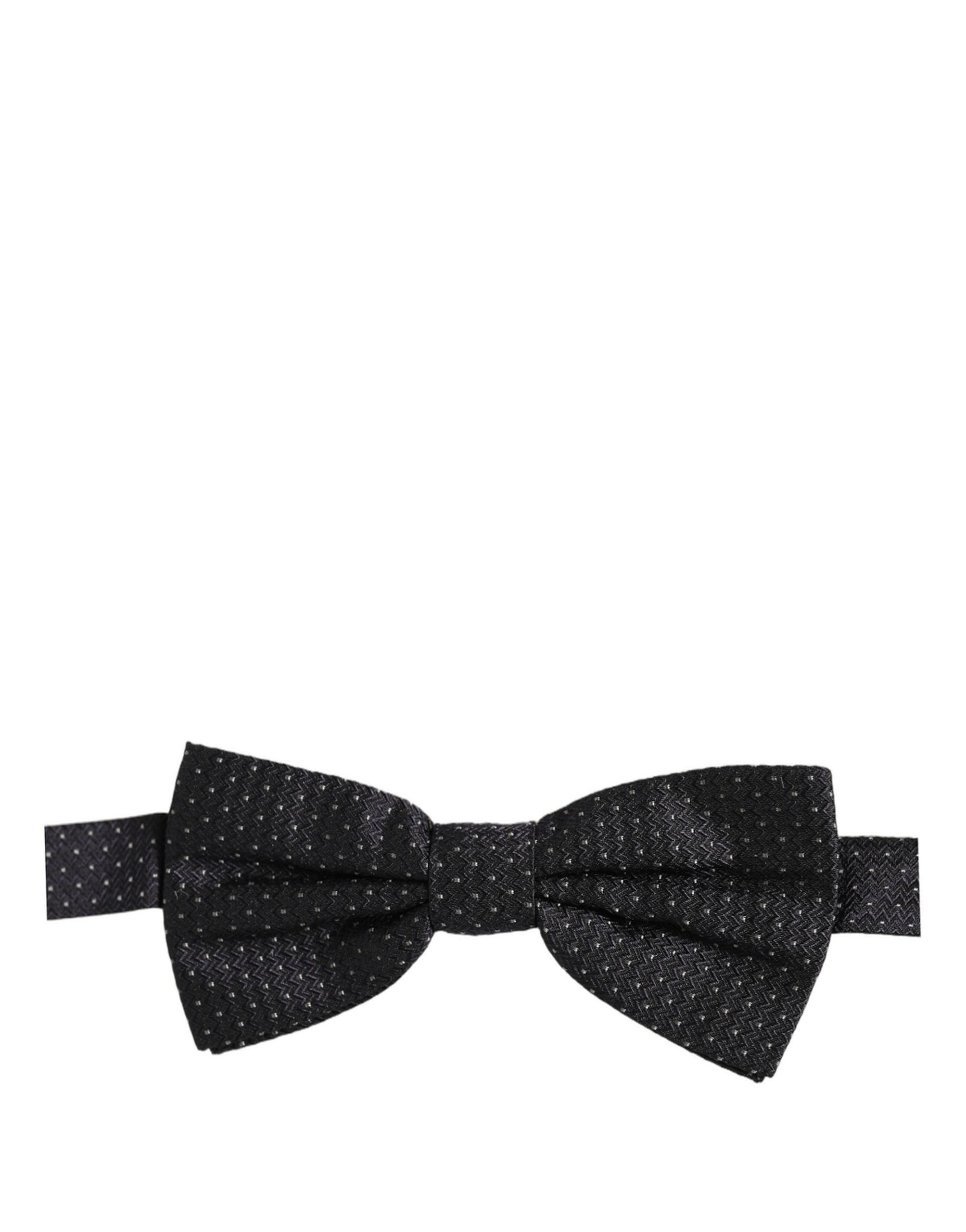 Dolce & Gabbana Dark Blue White Polka Dot Adjustable Neck Papillon Bow Tie