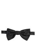 Dolce & Gabbana Men Black Paisley SIlk Adjustable Neck Papillon Bow Tie