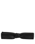 Dolce & Gabbana Black White Polka Dot Adjustable Neck Papillon Bow Tie