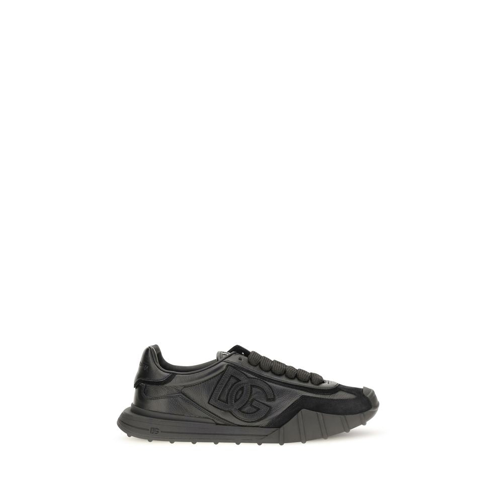 Chaussures de sport noires Dolce & Gabbana Bos Taurus en cuir de veau, baskets athlétiques élégantes pour homme