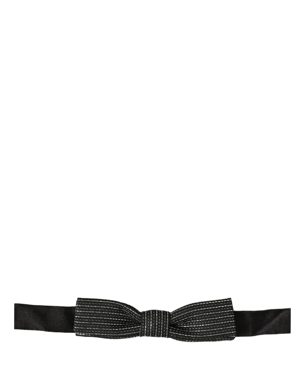 Dolce & Gabbana Men Dark Blue Silver Ribbed Adjustable Neck Papillon  Bow Tie