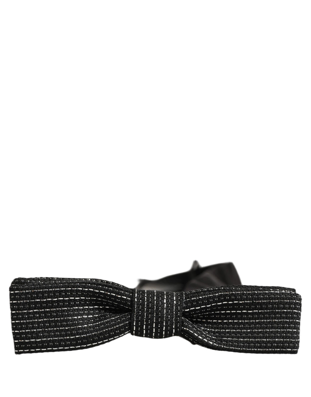 Dolce & Gabbana Men Dark Blue Silver Ribbed Adjustable Neck Papillon  Bow Tie