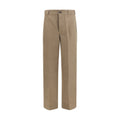 Pantalon décontracté en coton marron de Prada, vue de face, avec coupe confortable et détails élégants.
