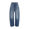 Jeans bleu en coton de coupe décontractée de la marque Givenchy, visibles dans l'image.