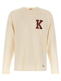 T-shirt beige en viscose de la marque Kenzo, coupe classique avec logo discret, porté sur un mannequin.