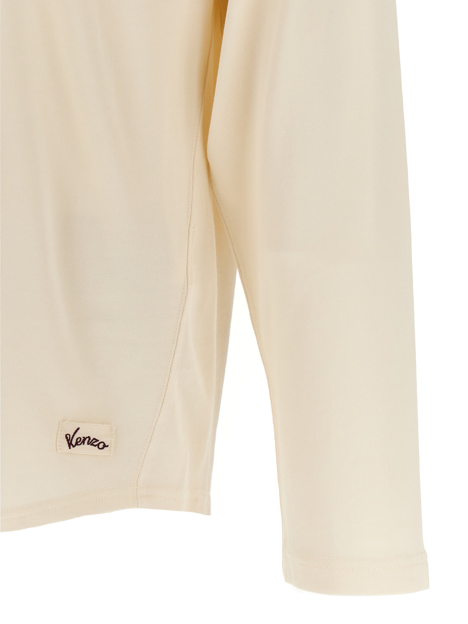 T-shirt beige en viscose de la marque Kenzo, coupe décontractée et détails élégants, vue de face sur fond neutre.