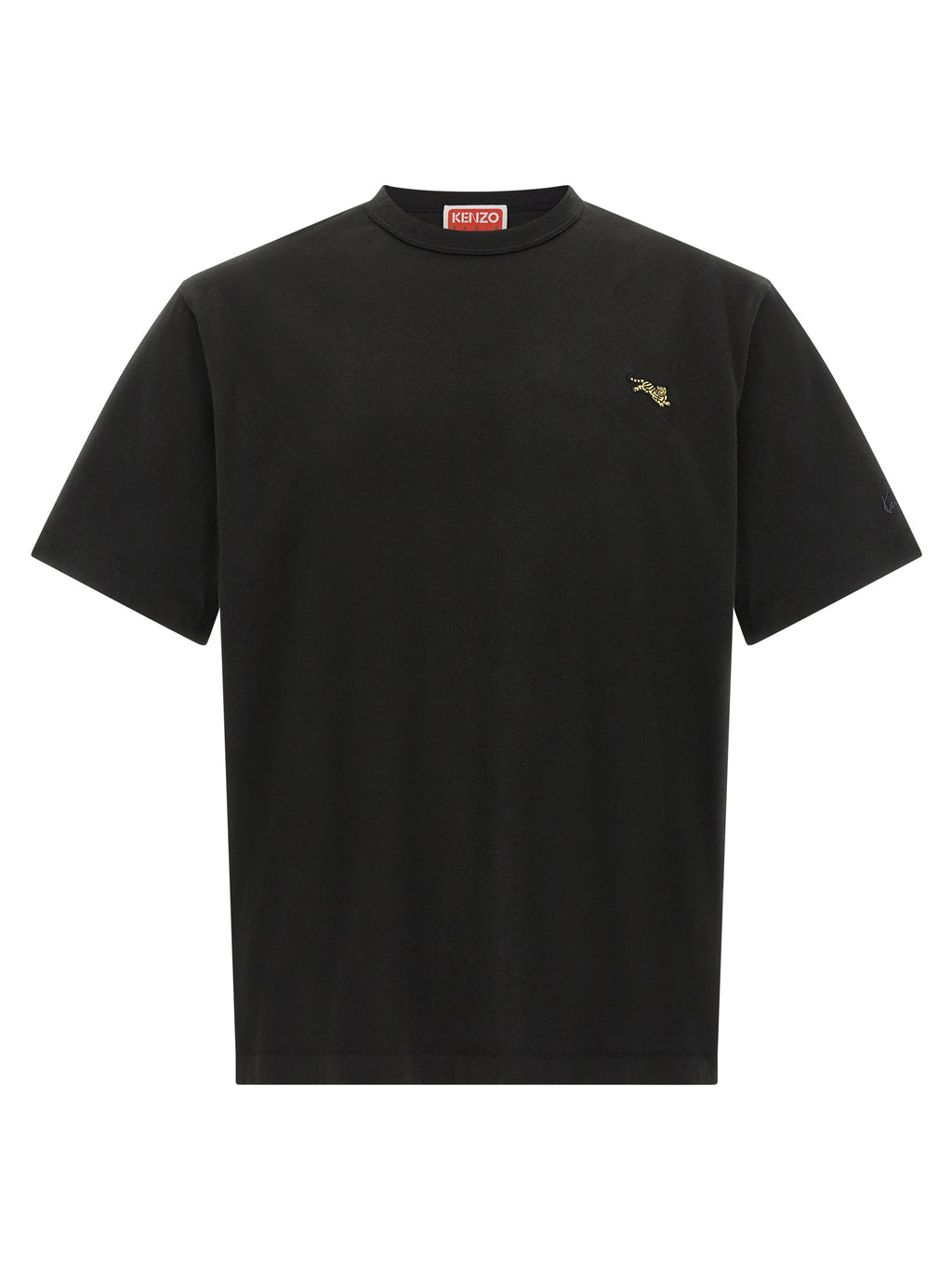 T-shirt noir en coton de la marque Kenzo, vue de face, avec logo visible sur la poitrine, design simple et élégant.