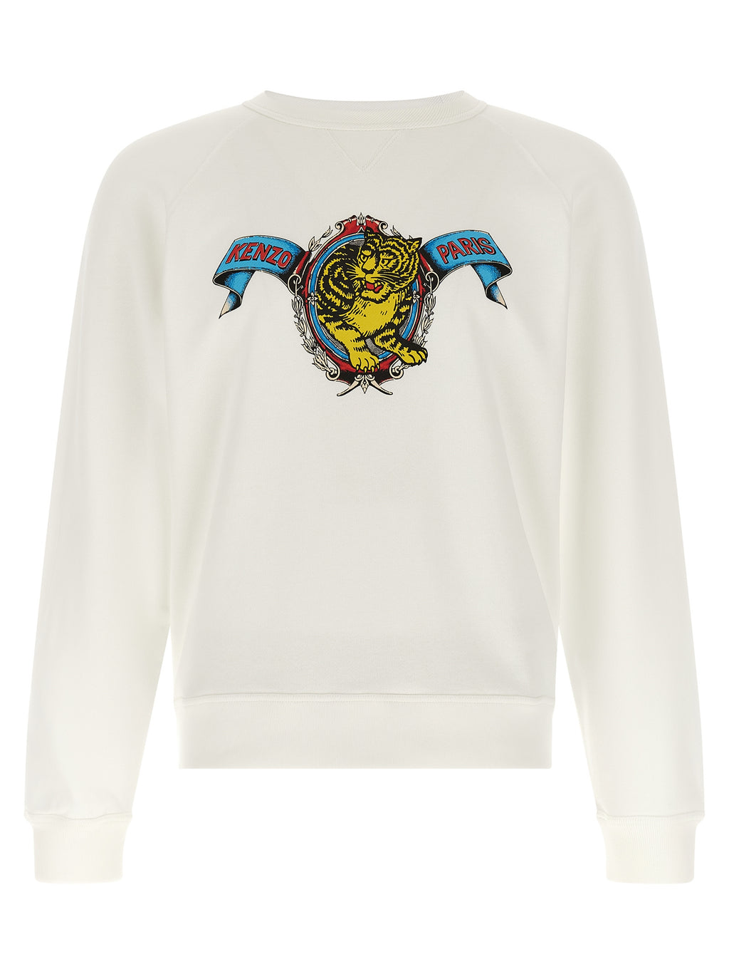 Sweatshirt blanche en viscose de la marque Kenzo, avec un design décontracté et confortable, vue de face.