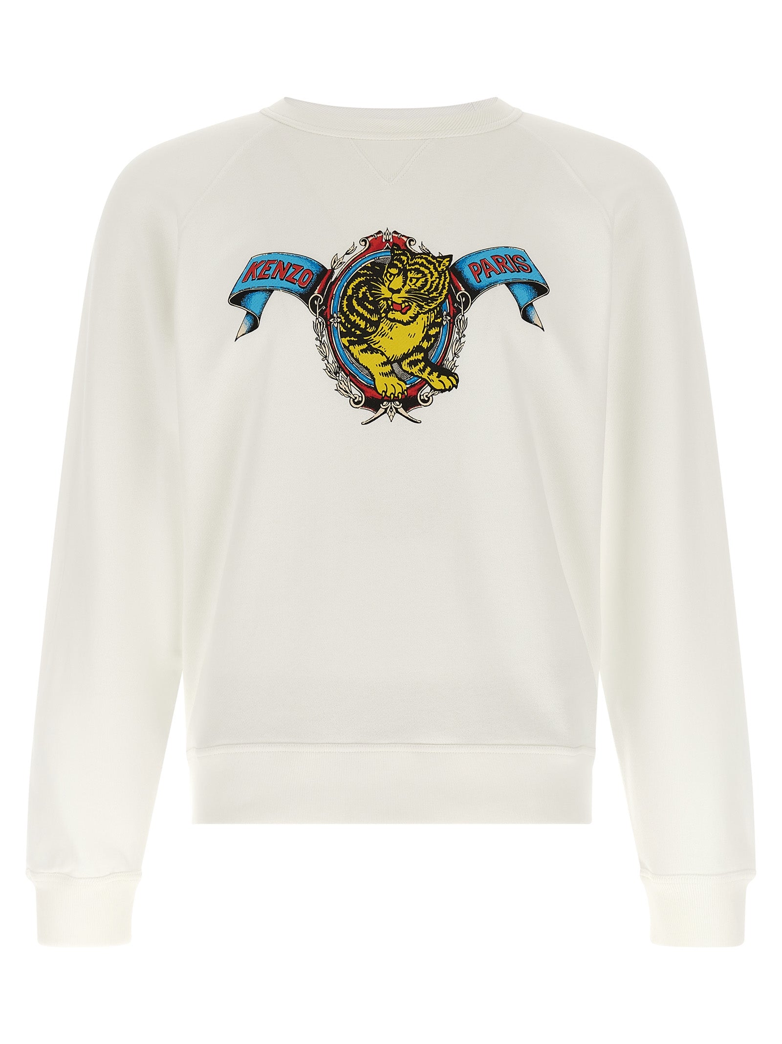 Sweatshirt blanche en viscose de la marque Kenzo, avec un design décontracté et confortable, vue de face.