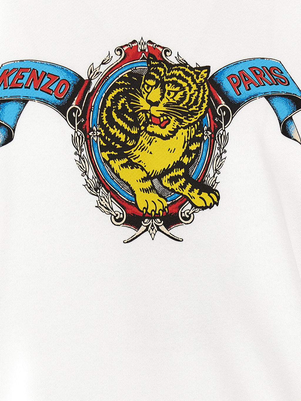 Sweatshirt blanche en viscose de la marque Kenzo, vêtement décontracté avec logo visible sur le devant.