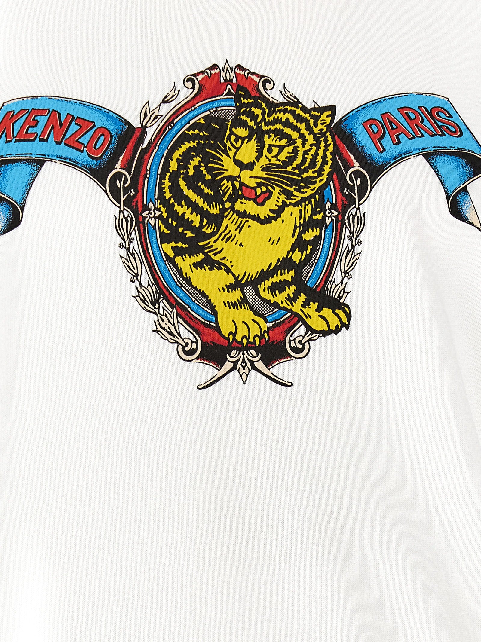 Sweatshirt blanche en viscose de la marque Kenzo, vêtement décontracté avec logo visible sur le devant.