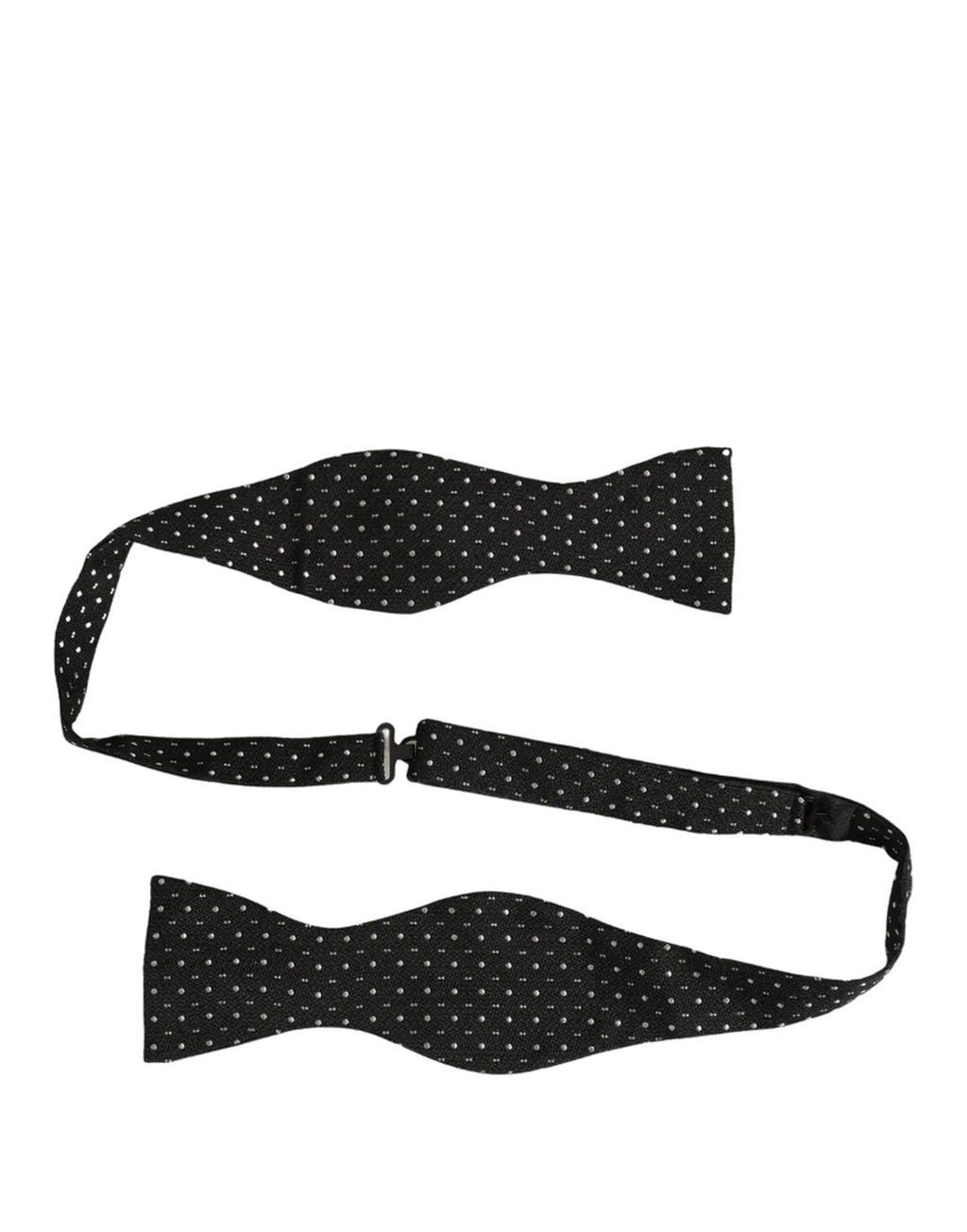 Dolce & Gabbana Black White Polka Dot Adjustable Neck Papillon Bow Tie