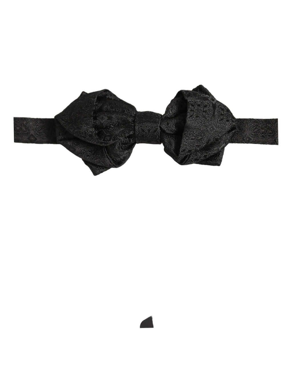 Dolce & Gabbana Men Black Paisley Silk Adjustable Neck Papillon Bow Tie