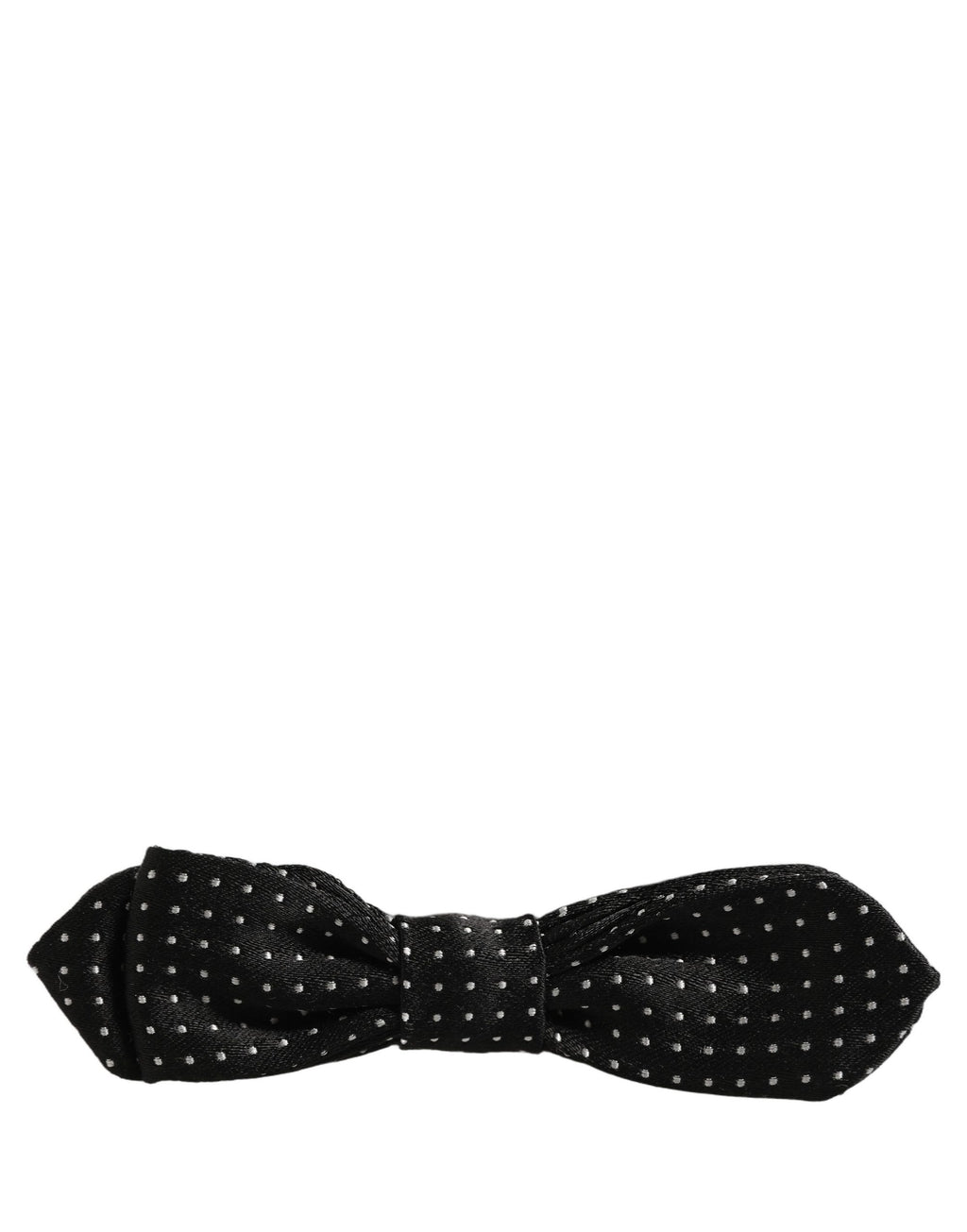 Dolce & Gabbana Black Dark Gray Polka Dot Adjustable Neck Papillon Bow Tie