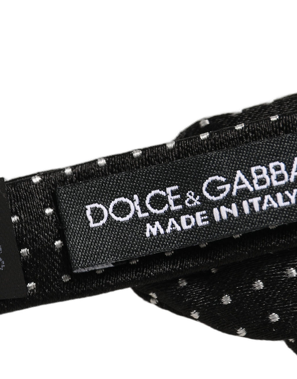 Dolce & Gabbana Black Dark Gray Polka Dot Adjustable Neck Papillon Bow Tie