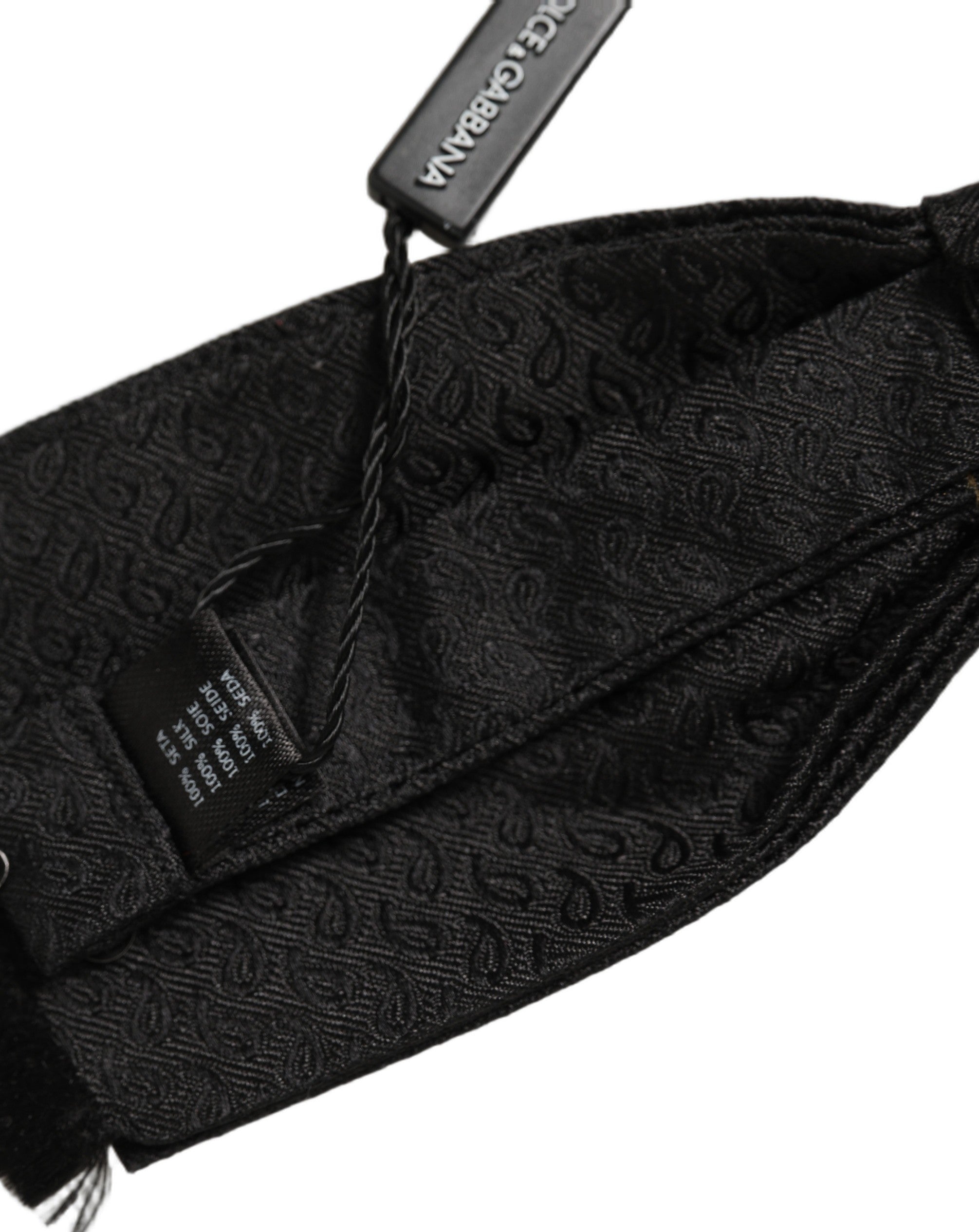 Dolce & Gabbana Men Dark Gray 100% SIlk Adjustable Neck Papillon Bow Tie