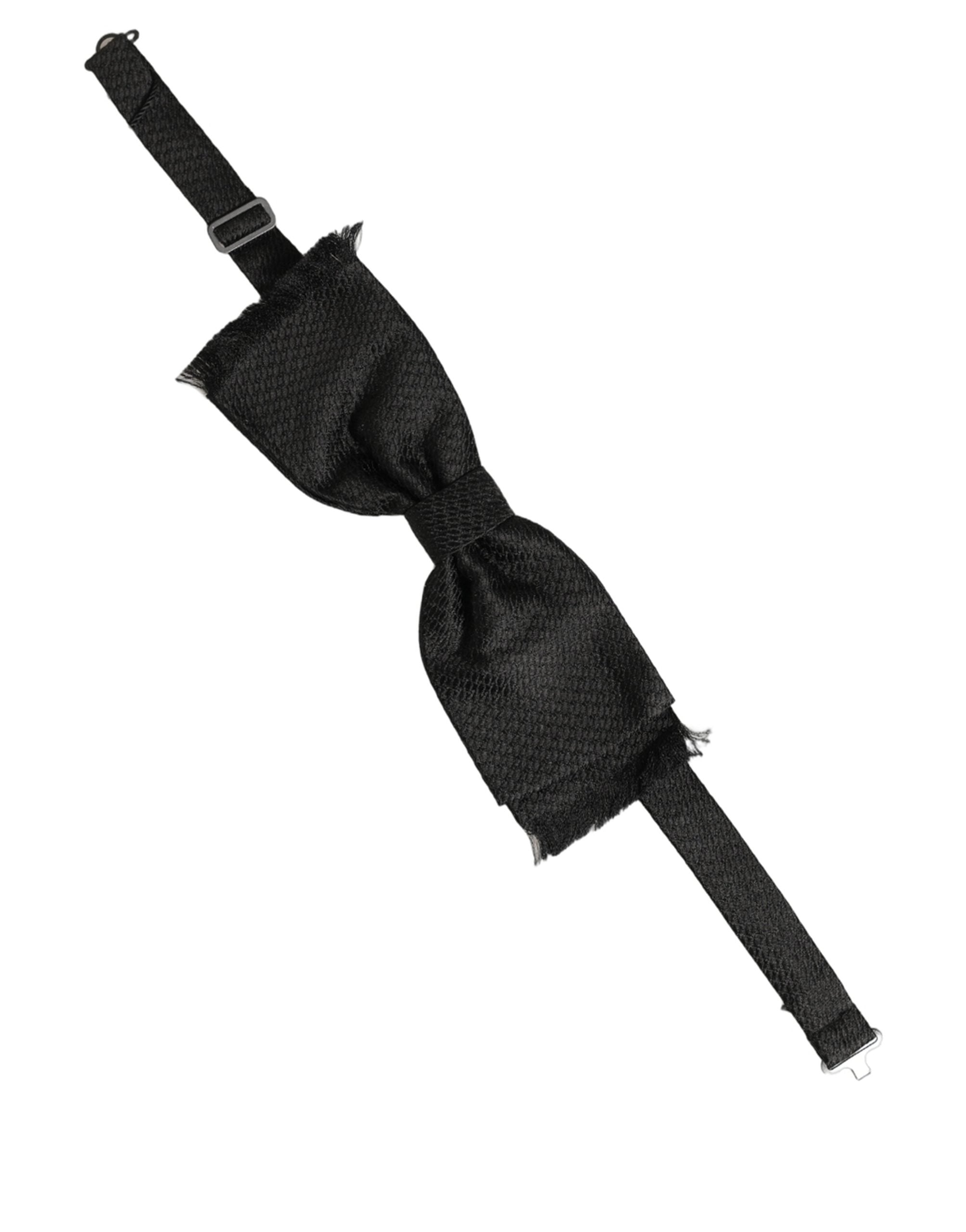 Dolce & Gabbana Men Dark Gray 100% SIlk Adjustable Neck Papillon Bow Tie