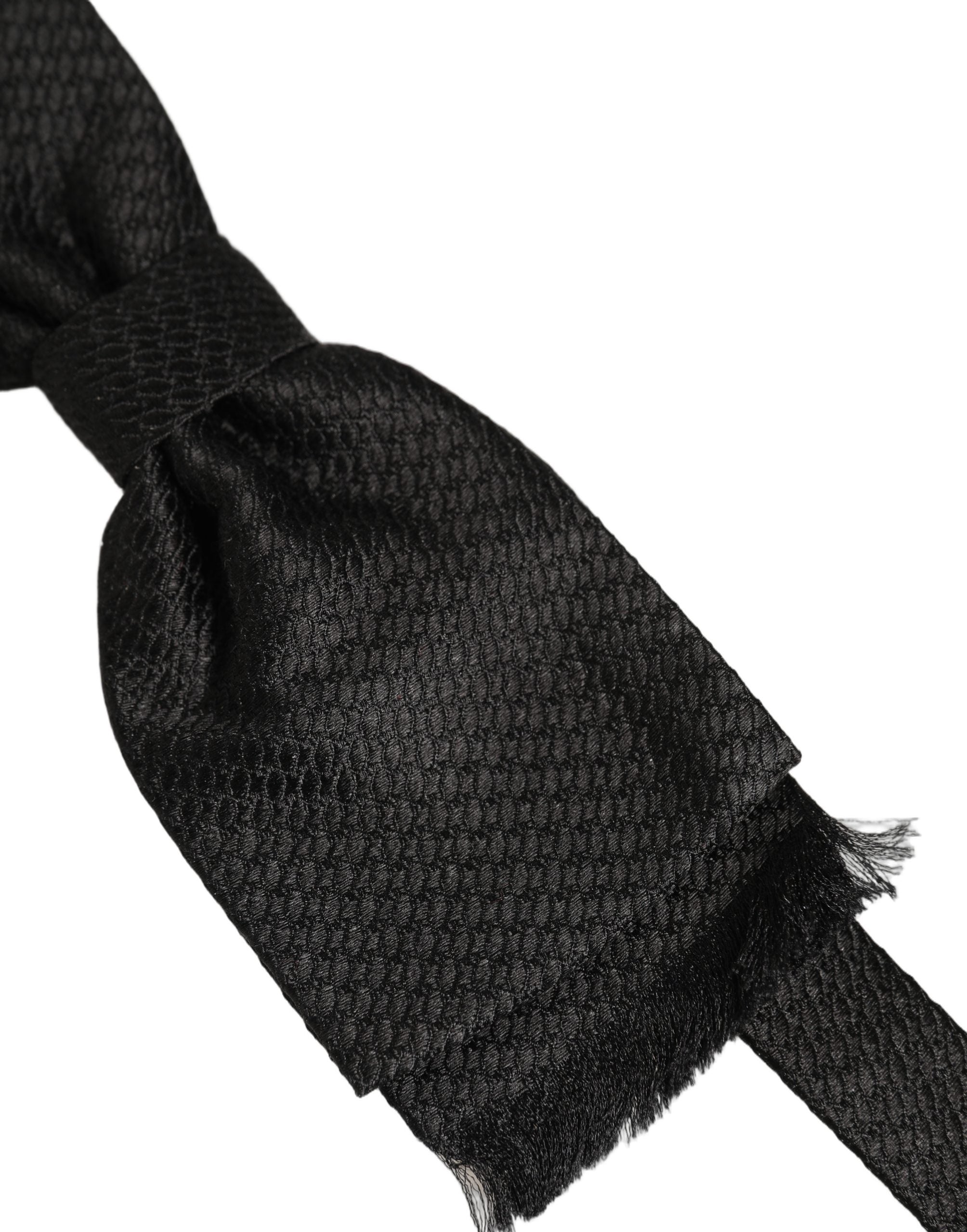 Dolce & Gabbana Men Dark Gray 100% SIlk Adjustable Neck Papillon Bow Tie
