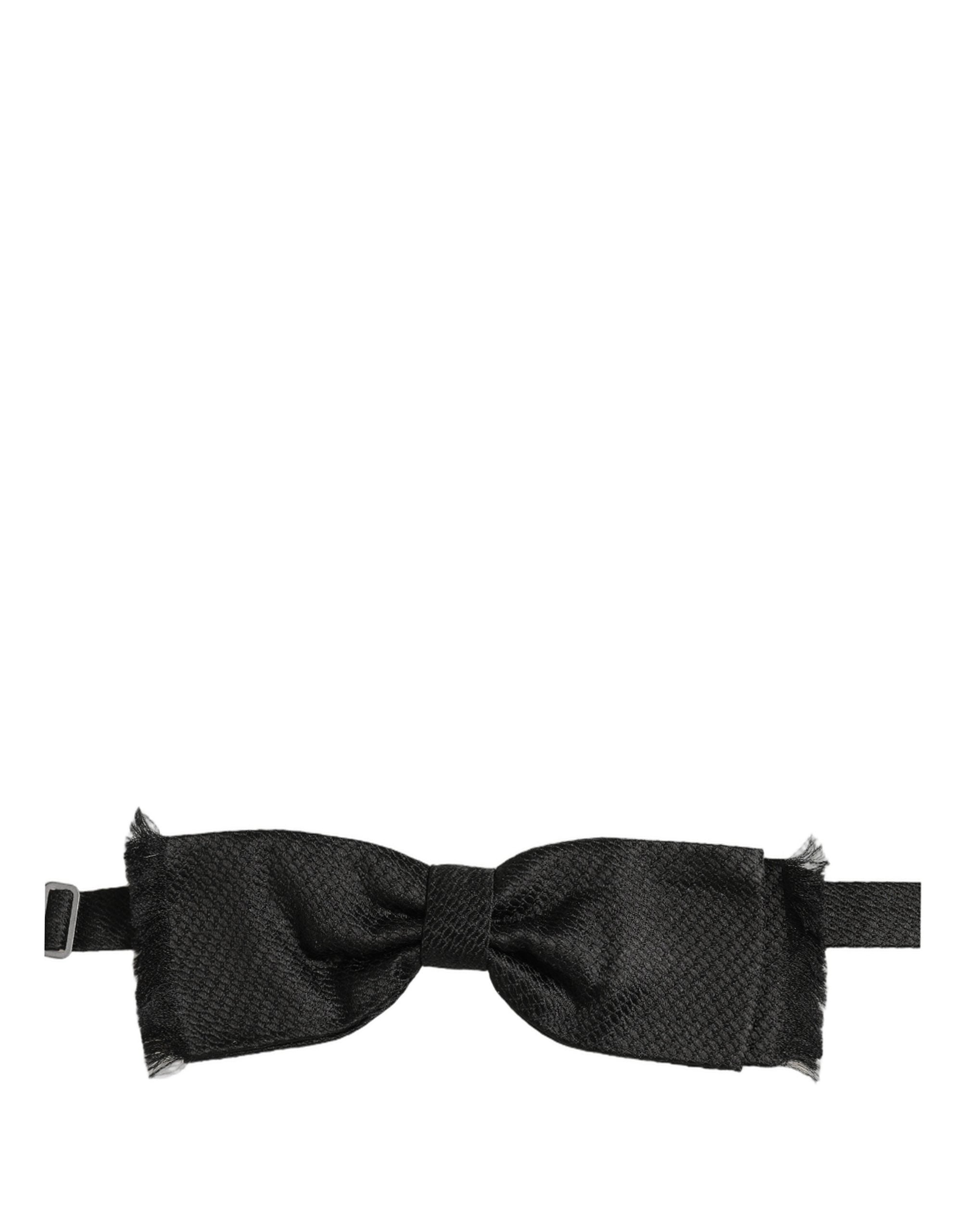 Dolce & Gabbana Men Dark Gray 100% SIlk Adjustable Neck Papillon Bow Tie