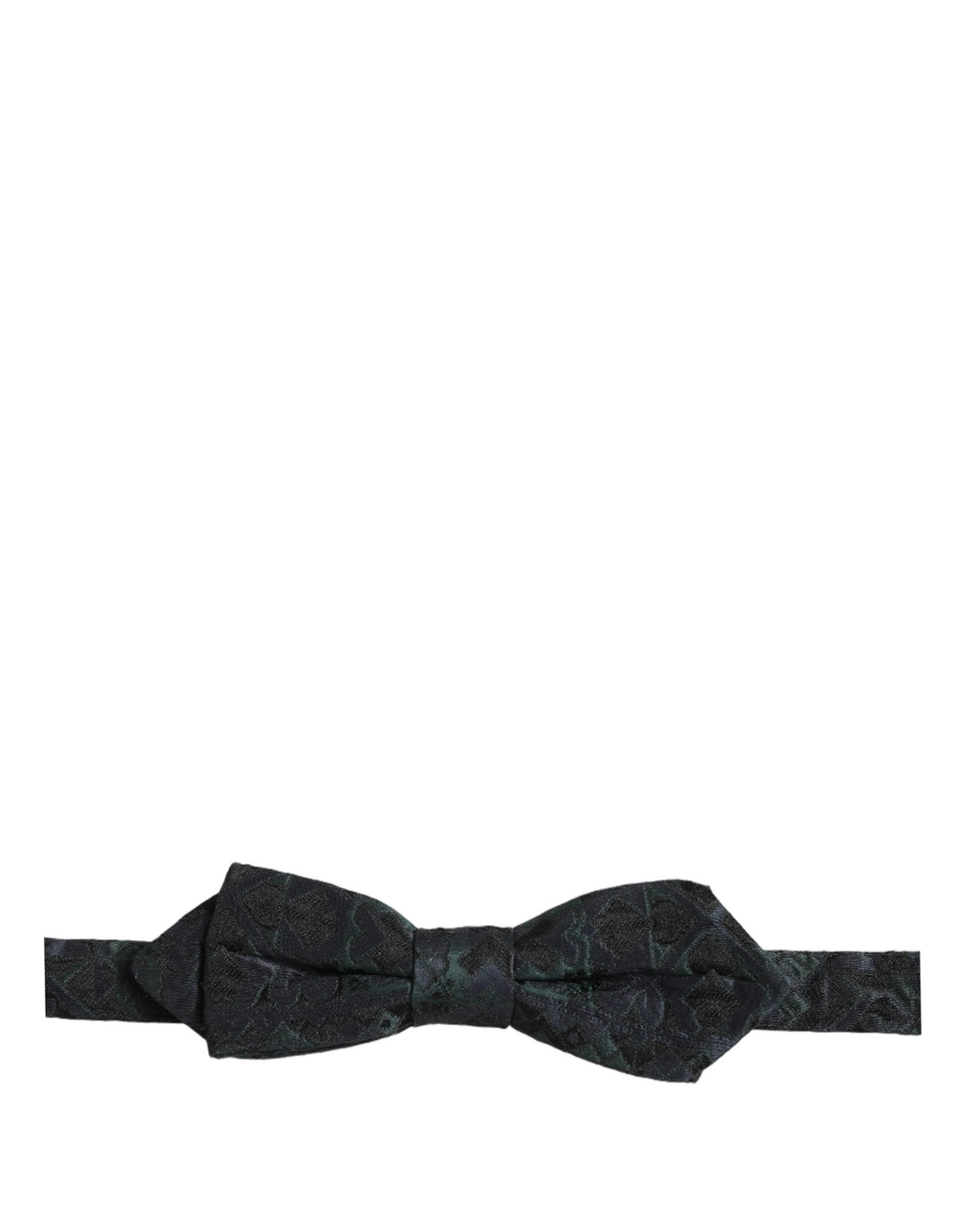 Dolce & Gabbana Men Black Green Paisley Adjustable Neck Papillon Bow Tie