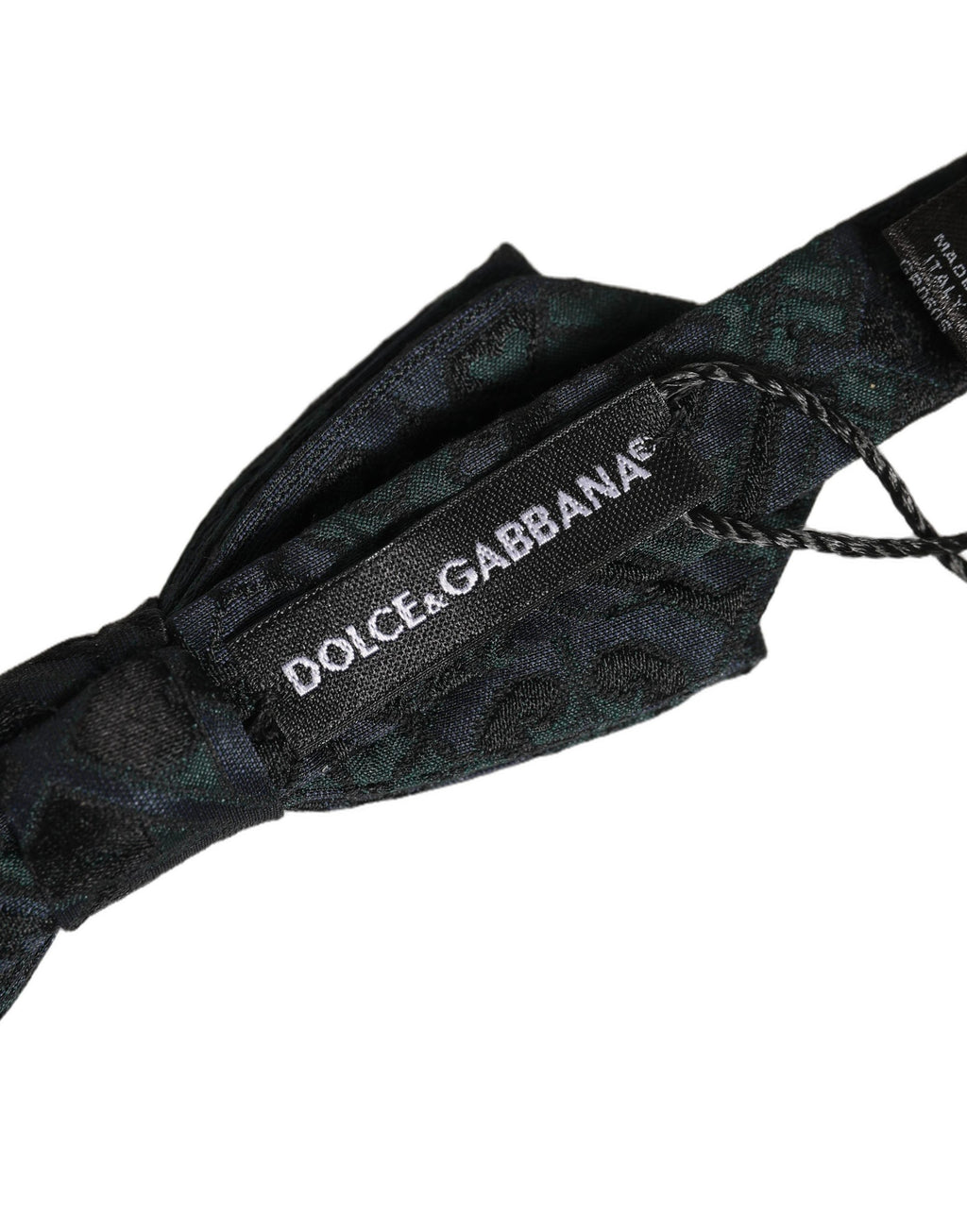 Dolce & Gabbana Men Black Green Paisley Adjustable Neck Papillon Bow Tie