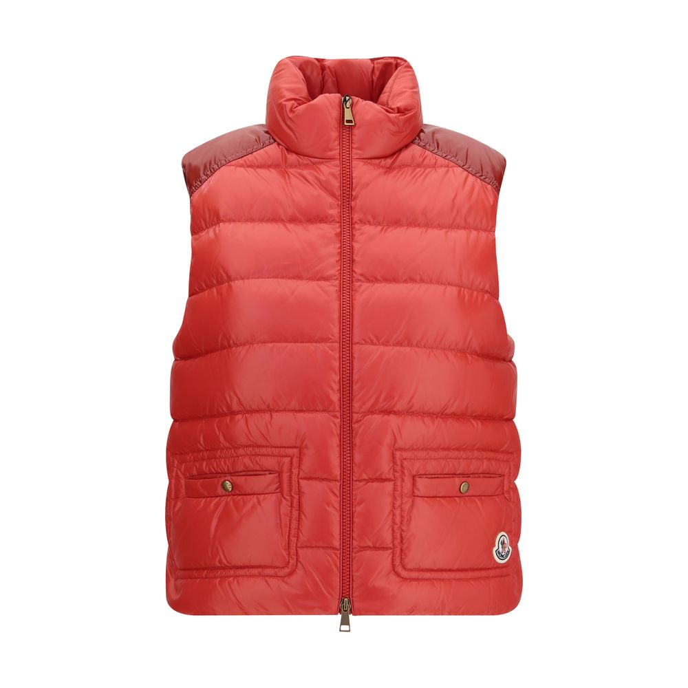 Veste en polyamide multicolore Moncler avec capuche, fermeture éclair et détails colorés, style tendance et imperméable.