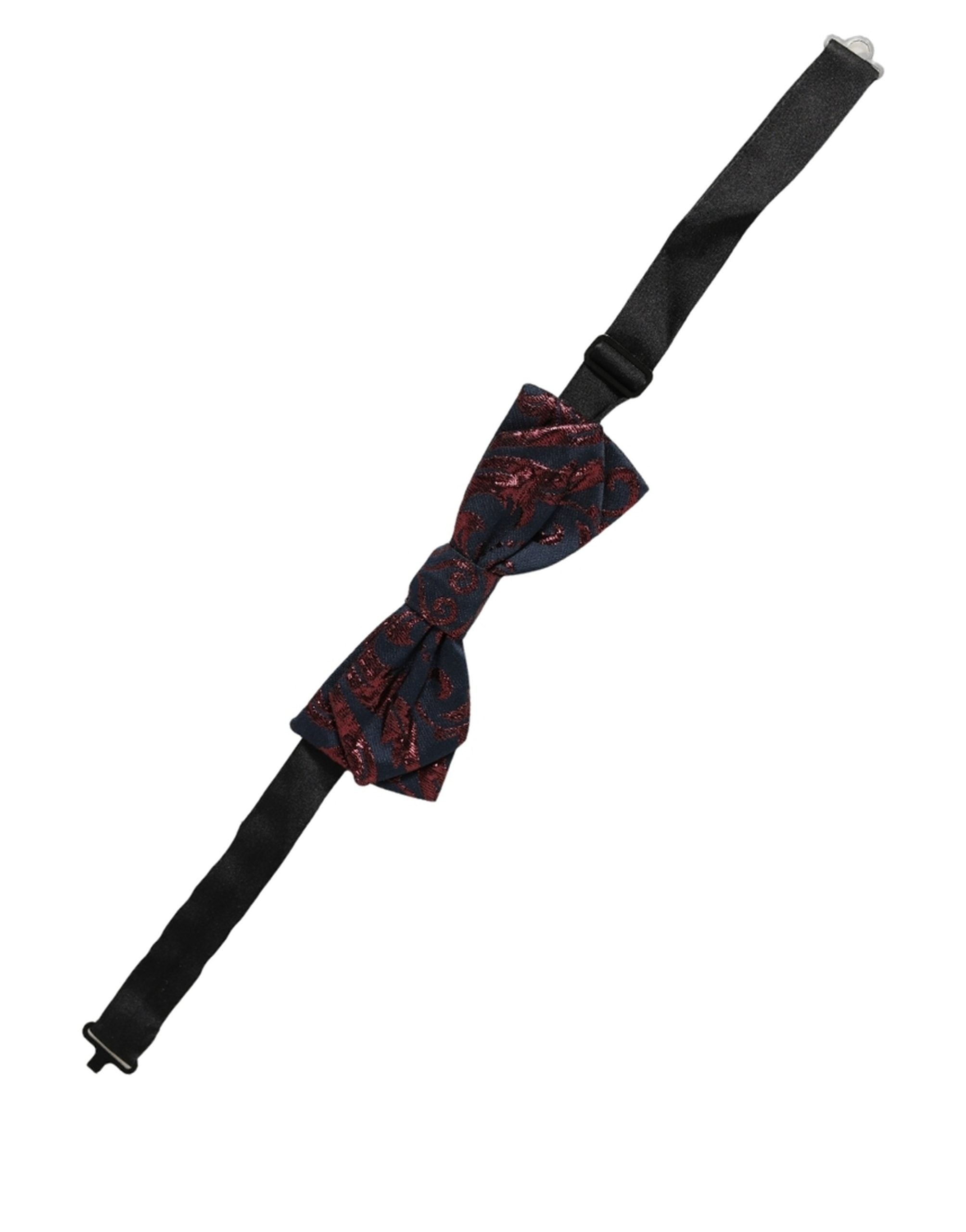 Dolce & Gabbana Men Blue Red Paisley Adjustable Neck Papillon Bow Tie