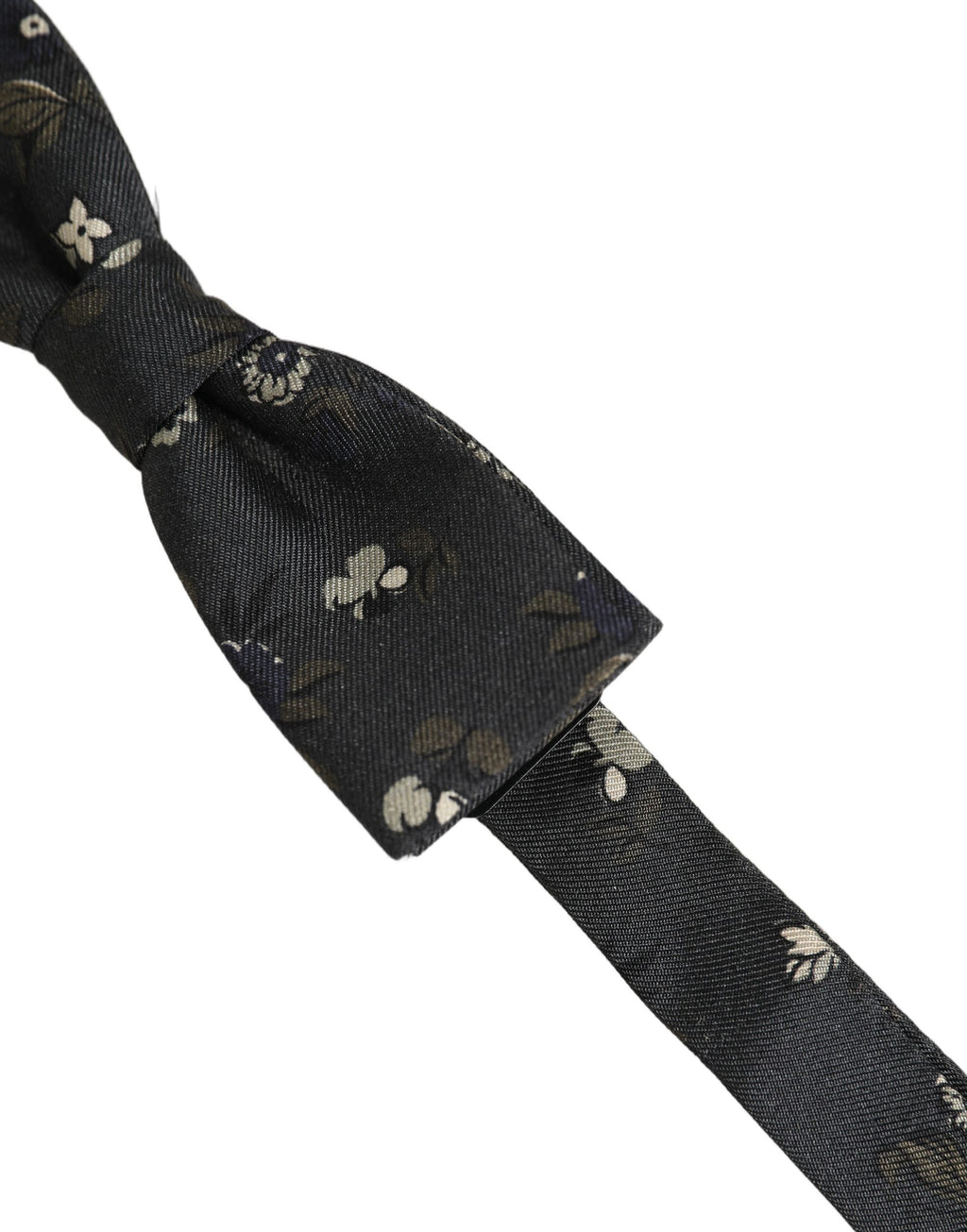 Dolce & Gabbana Men Black Floral Silk Adjustable Neck Papillon Bow Tie