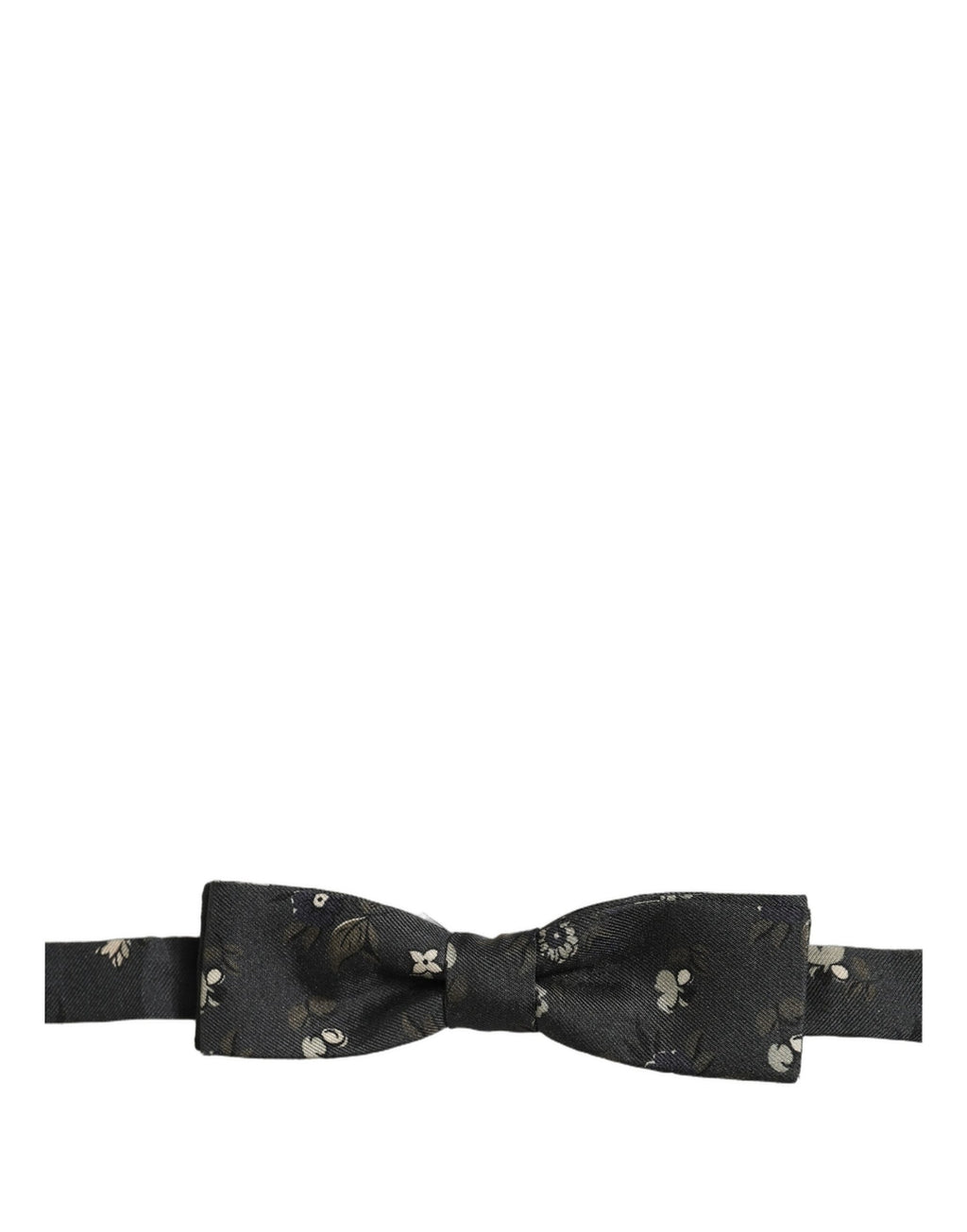 Dolce & Gabbana Men Black Floral Silk Adjustable Neck Papillon Bow Tie