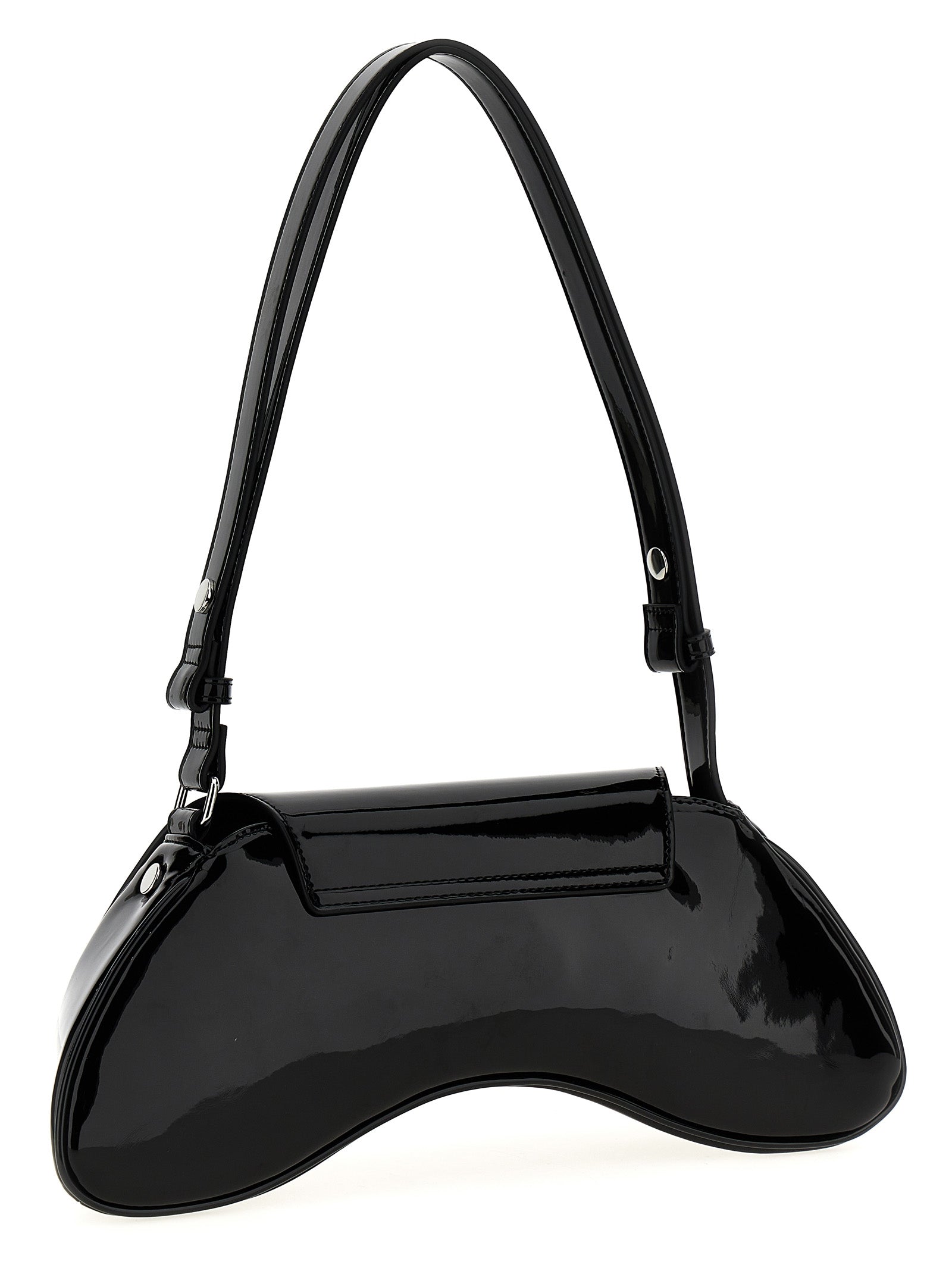 Sac à bandoulière en polyéthylène Diesel noir, style moderne avec logo emblématique, idéal pour un look décontracté et tendance.
