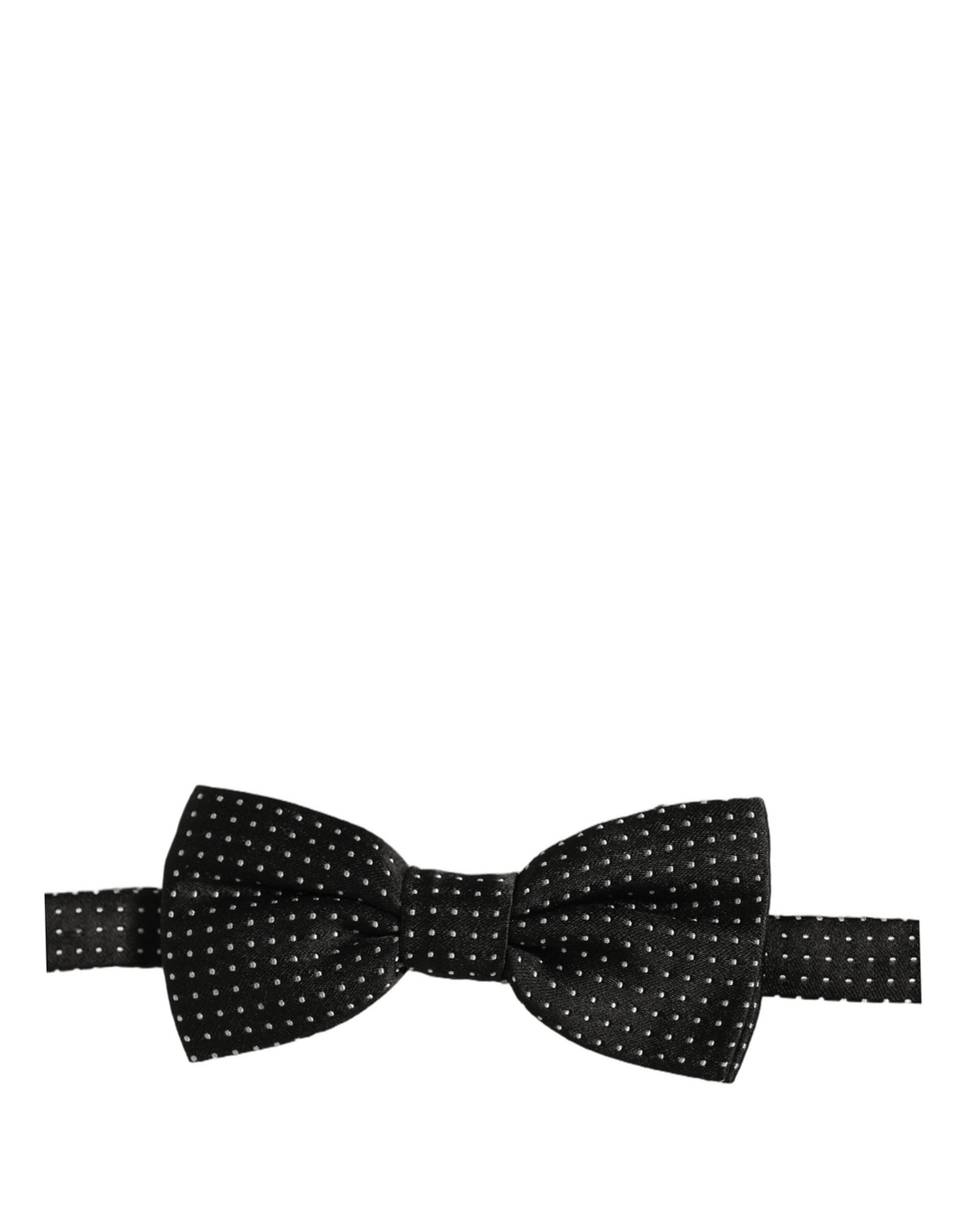 Dolce & Gabbana Men Dark Gray White PolkaDot Adjustable Bow Tie