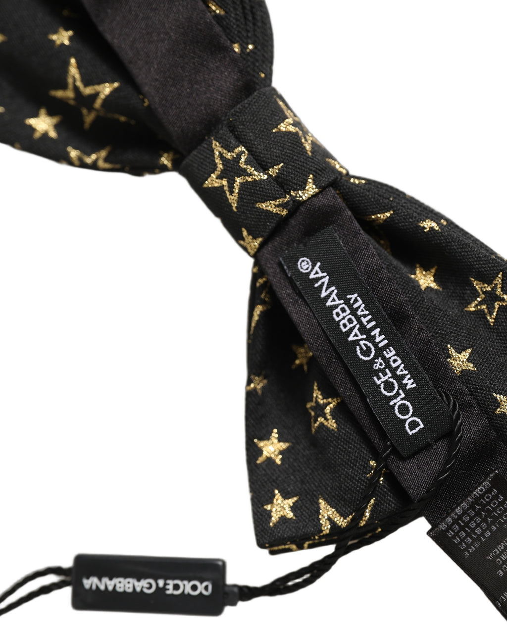 Dolce & Gabbana Men Black Star 100% Silk Adjustable Neck Papillon Bow Tie