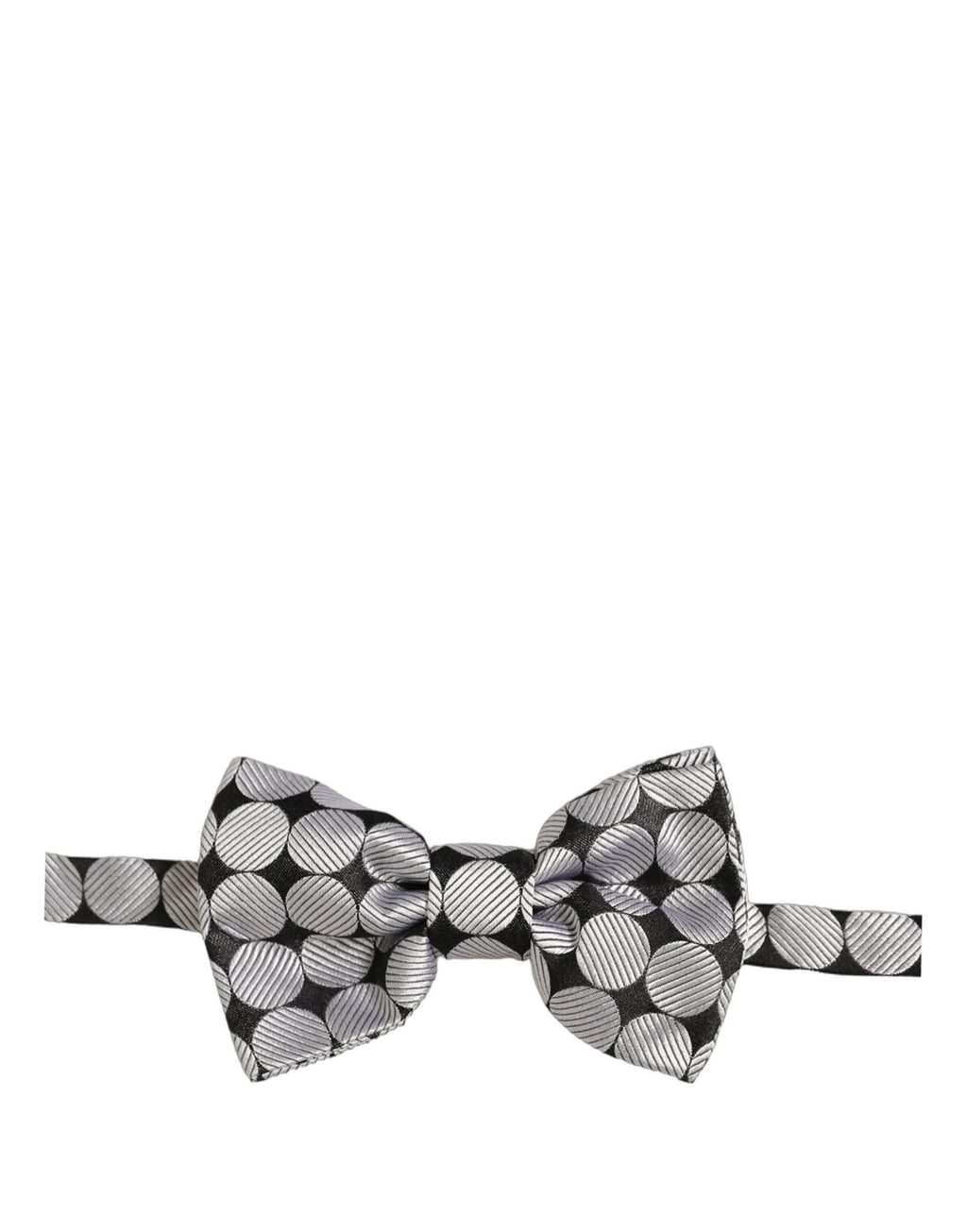 Dolce & Gabbana Men Black Silver Circles Adjustable Neck Papillon Bow Tie