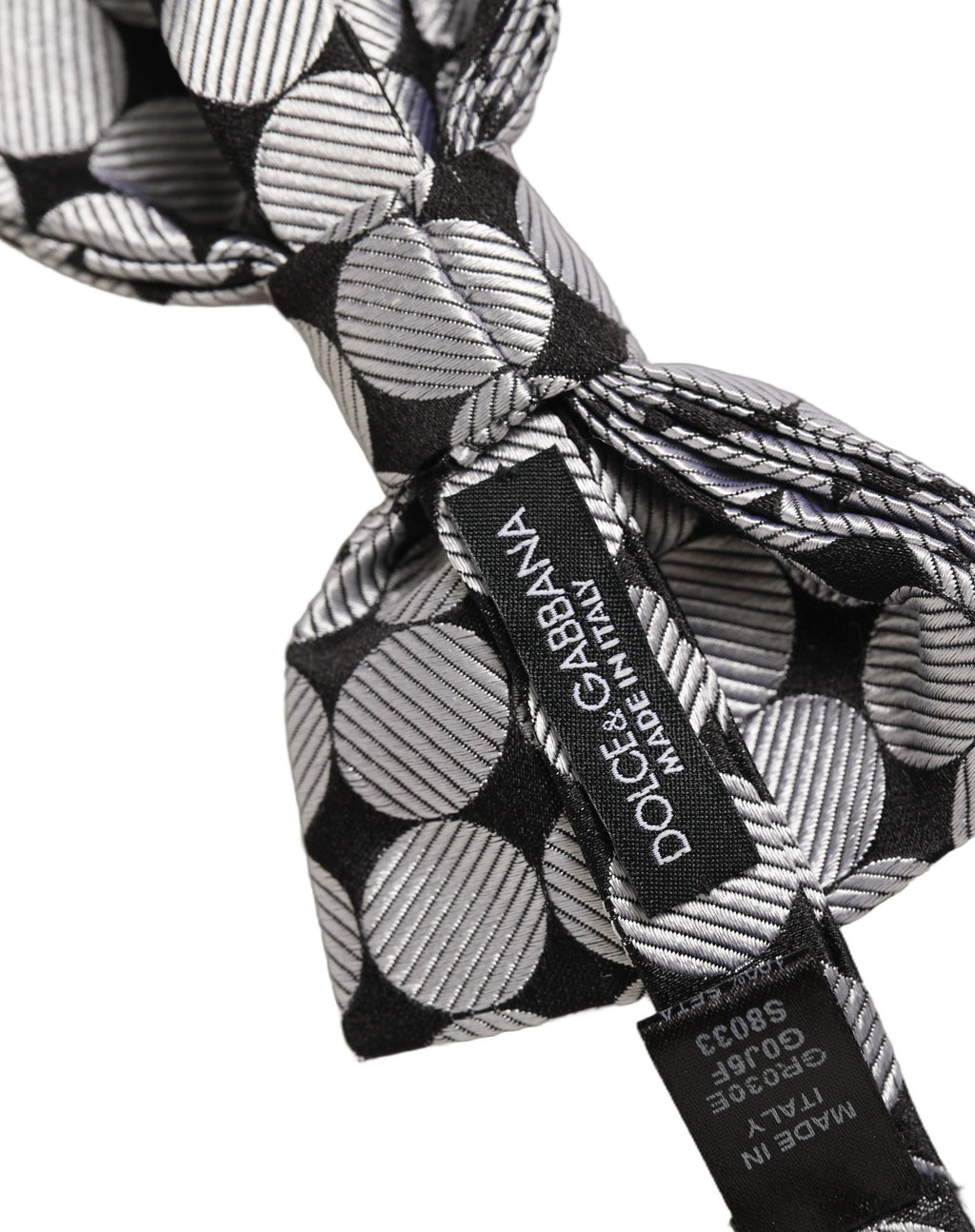 Dolce & Gabbana Men Black Silver Circles Adjustable Neck Papillon Bow Tie