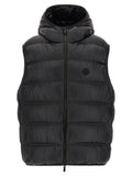 Veste sans manches Moncler en polyamide noire, légère et résistante, idéale pour un style élégant et chaud.