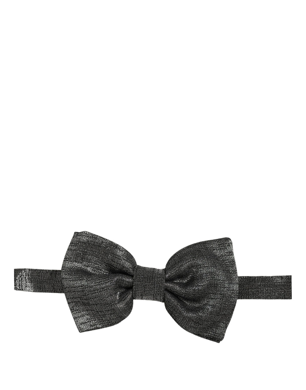 Dolce & Gabbana Men Metallic Dark Gray Silk Adjustable Neck Papillon Bow Tie