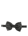 Dolce & Gabbana Men Metallic Dark Gray Silk Adjustable Neck Papillon Bow Tie