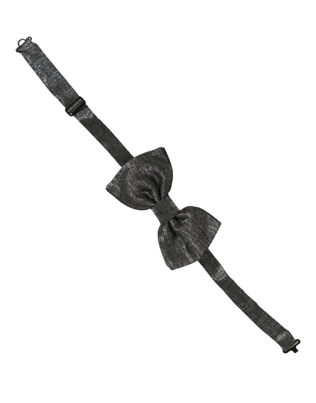 Dolce & Gabbana Men Metallic Dark Gray Silk Adjustable Neck Papillon Bow Tie