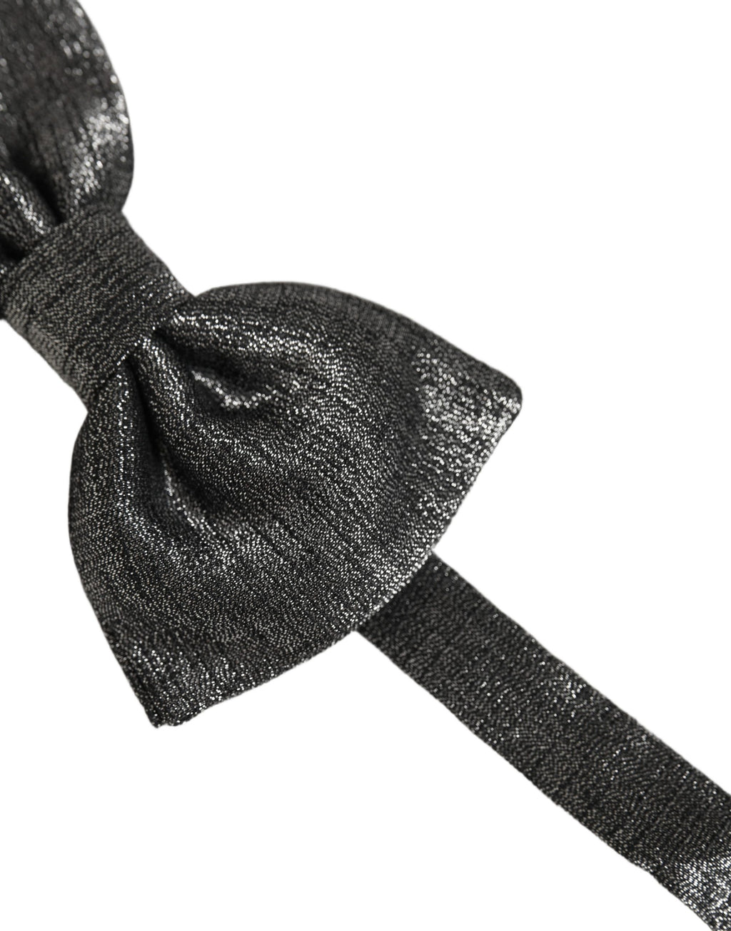 Dolce & Gabbana Men Metallic Dark Gray Silk Adjustable Neck Papillon Bow Tie