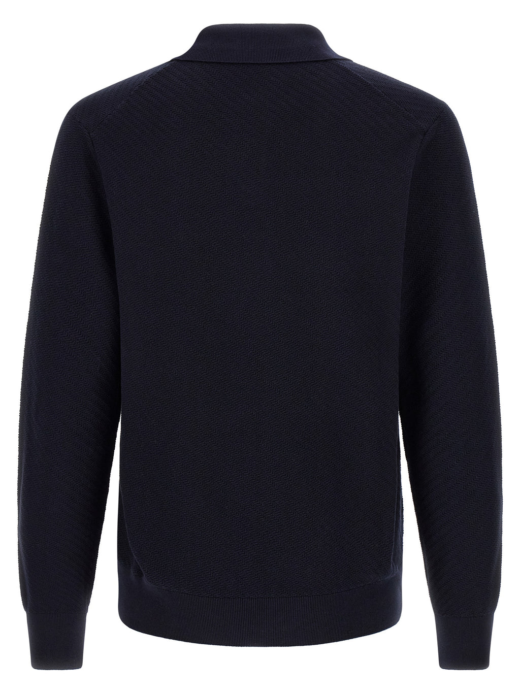Chemise polo en coton bleu de la marque Hugo Boss, vêtement élégant pour homme avec col et boutons visibles.